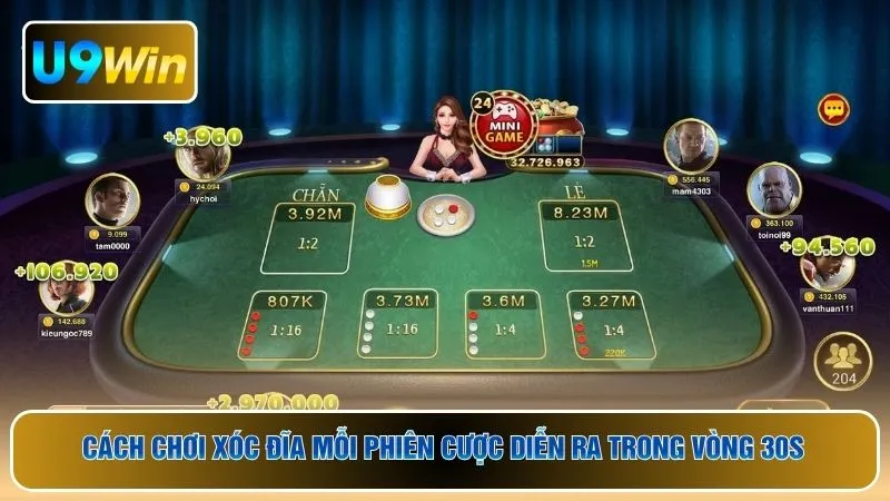 Cách chơi xóc đĩa mỗi phiên cược diễn ra trong vòng 30s